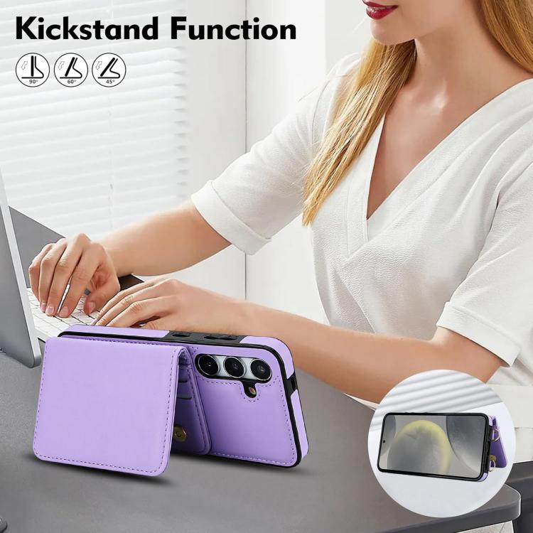 For Samsung Galaxy A35 5G Crossbody Dual-buckle Wallet RFID Back Leather Phone Case