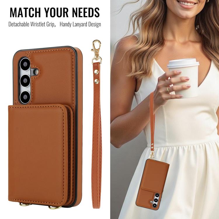 For Samsung Galaxy A35 5G Crossbody Dual-buckle Wallet RFID Back Leather Phone Case