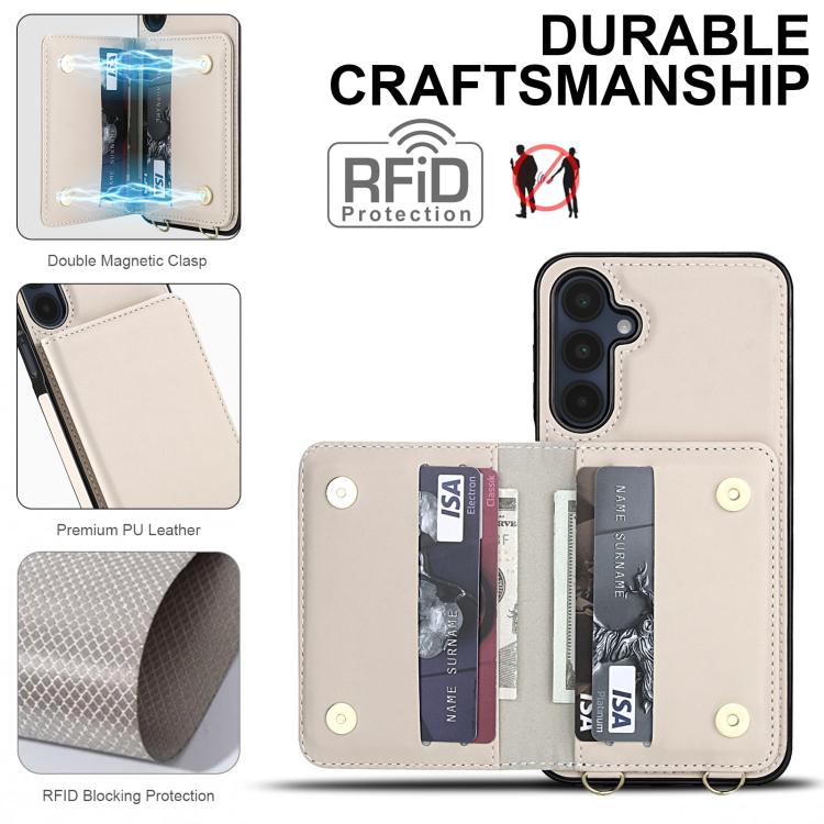 For Samsung Galaxy A16 5G Crossbody Dual-buckle Wallet RFID Back Leather Phone Case
