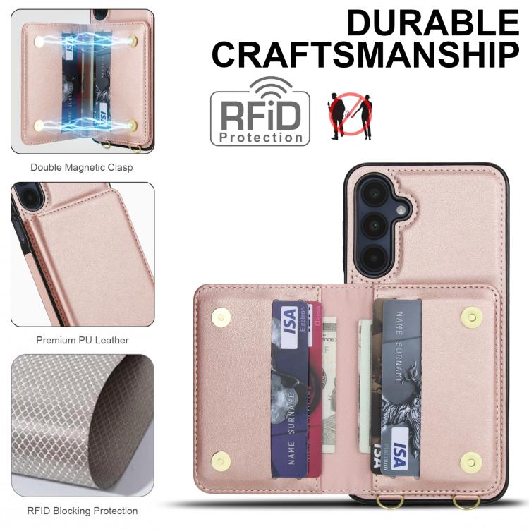 For Samsung Galaxy A16 5G Crossbody Dual-buckle Wallet RFID Back Leather Phone Case