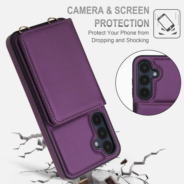 For Samsung Galaxy A16 5G Crossbody Dual-buckle Wallet RFID Back Leather Phone Case