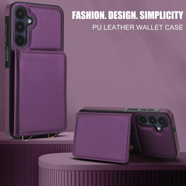 For Samsung Galaxy A16 5G Crossbody Dual-buckle Wallet RFID Back Leather Phone Case