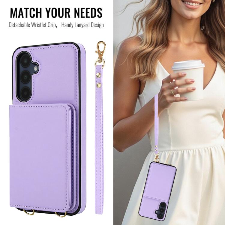 For Samsung Galaxy A16 5G Crossbody Dual-buckle Wallet RFID Back Leather Phone Case