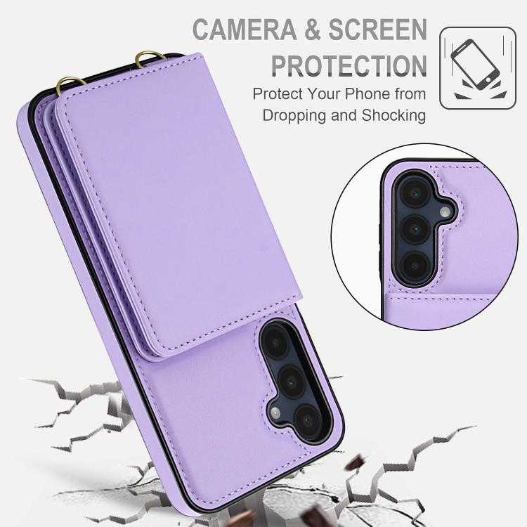 For Samsung Galaxy A16 5G Crossbody Dual-buckle Wallet RFID Back Leather Phone Case