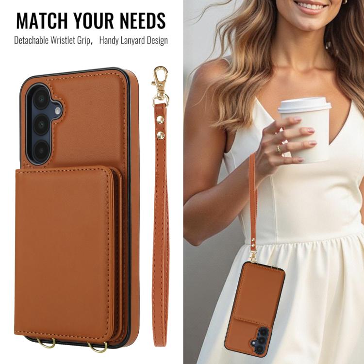 For Samsung Galaxy A16 5G Crossbody Dual-buckle Wallet RFID Back Leather Phone Case