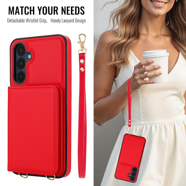 For Samsung Galaxy A26 5G Crossbody Dual-buckle Wallet RFID Back Leather Phone Case