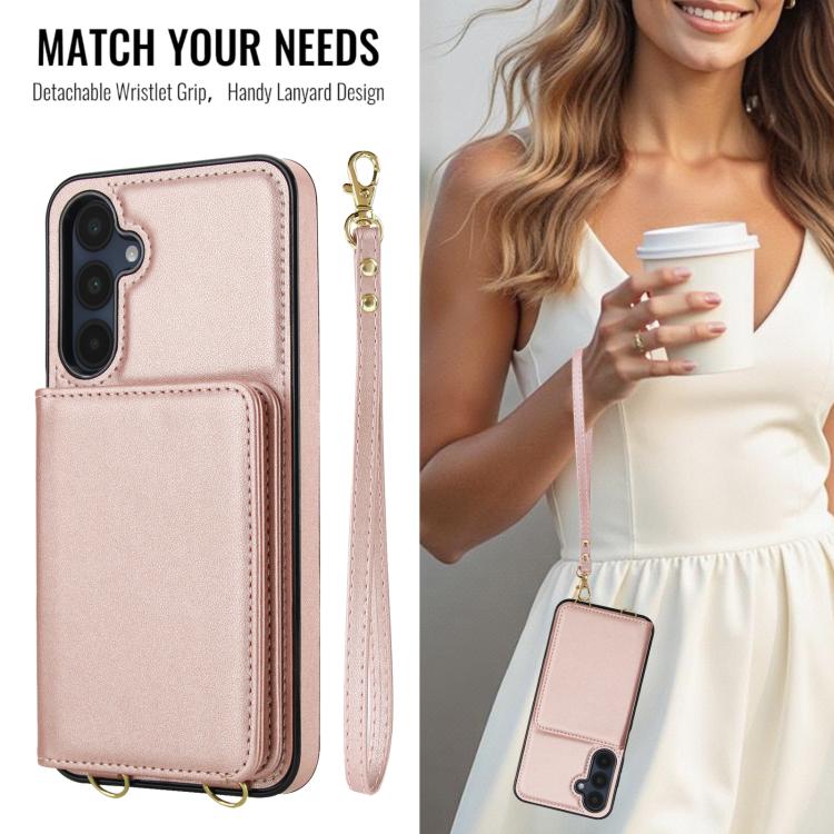 For Samsung Galaxy A26 5G Crossbody Dual-buckle Wallet RFID Back Leather Phone Case
