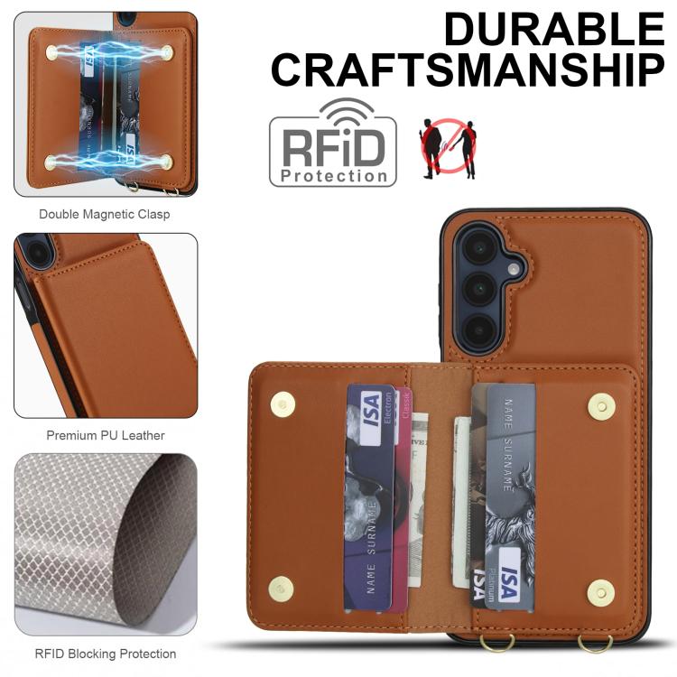 For Samsung Galaxy A26 5G Crossbody Dual-buckle Wallet RFID Back Leather Phone Case