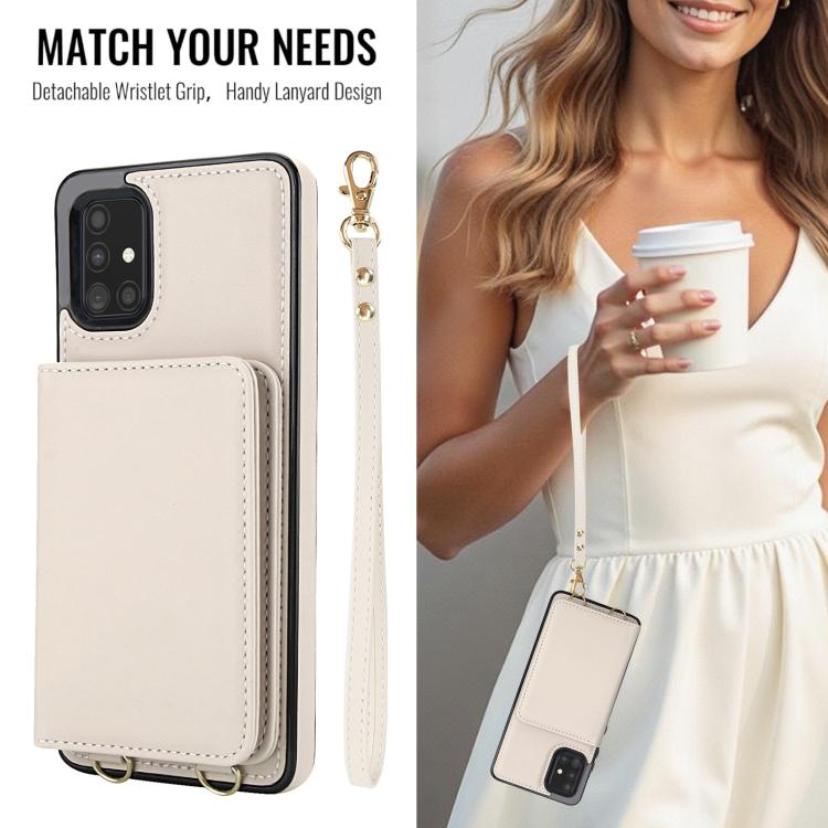 For Samsung Galaxy A51 4G Crossbody Dual-buckle Wallet RFID Back Leather Phone Case
