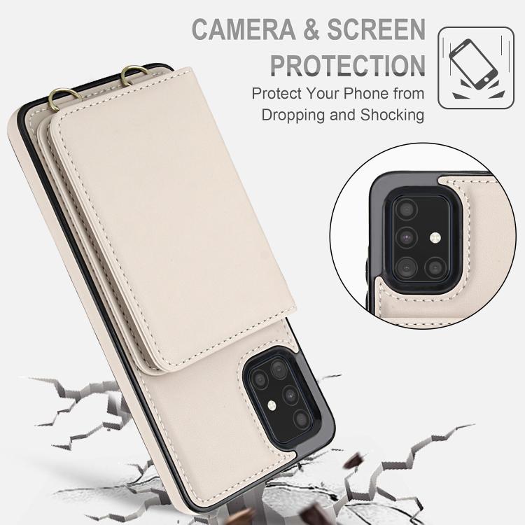 For Samsung Galaxy A51 4G Crossbody Dual-buckle Wallet RFID Back Leather Phone Case