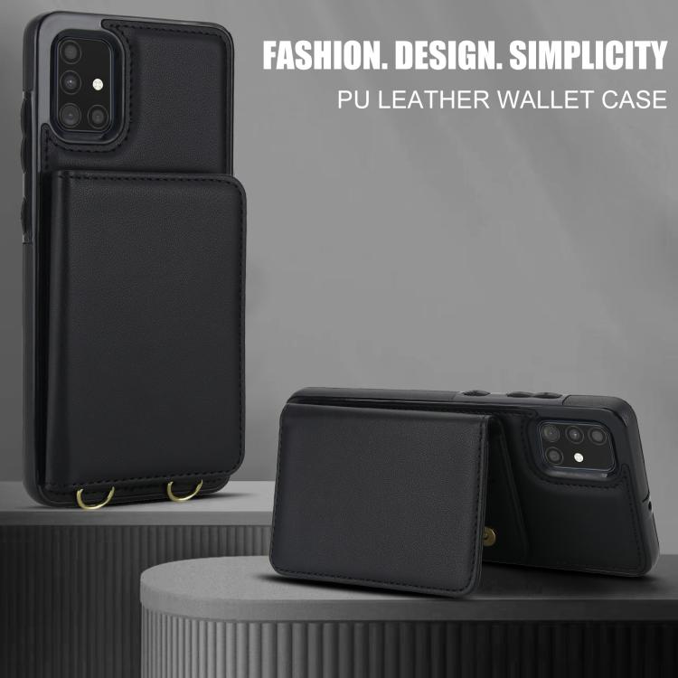 For Samsung Galaxy A51 4G Crossbody Dual-buckle Wallet RFID Back Leather Phone Case