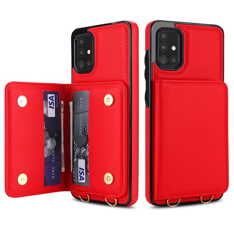 For Samsung Galaxy A51 4G Crossbody Dual-buckle Wallet RFID Back Leather Phone Case