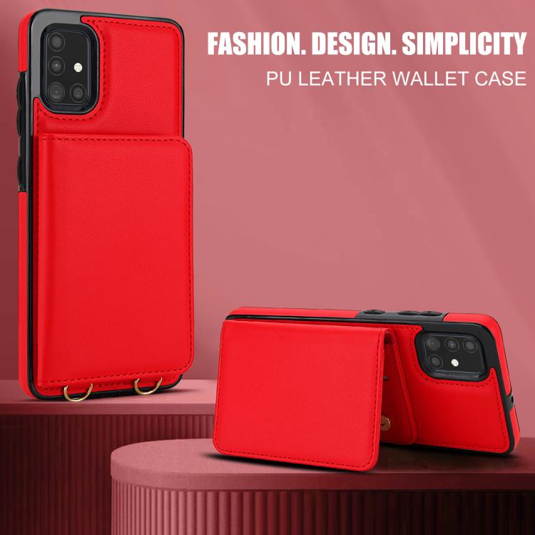 For Samsung Galaxy A51 4G Crossbody Dual-buckle Wallet RFID Back Leather Phone Case
