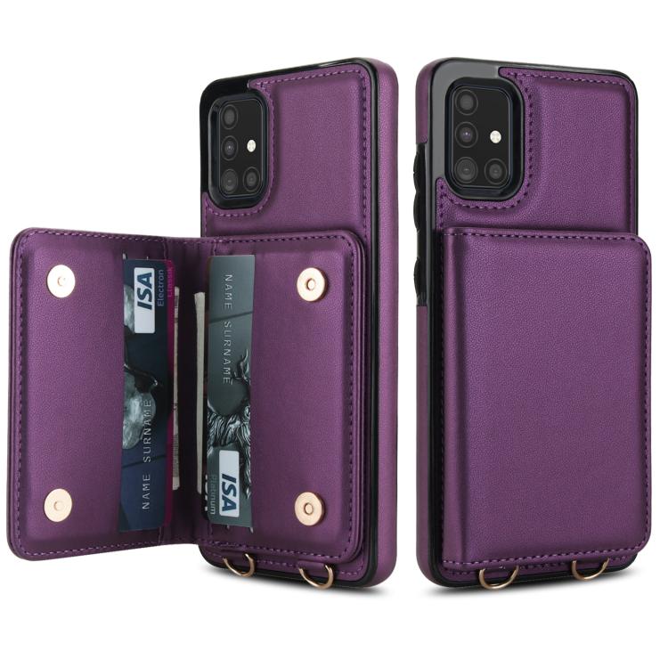 For Samsung Galaxy A51 4G Crossbody Dual-buckle Wallet RFID Back Leather Phone Case