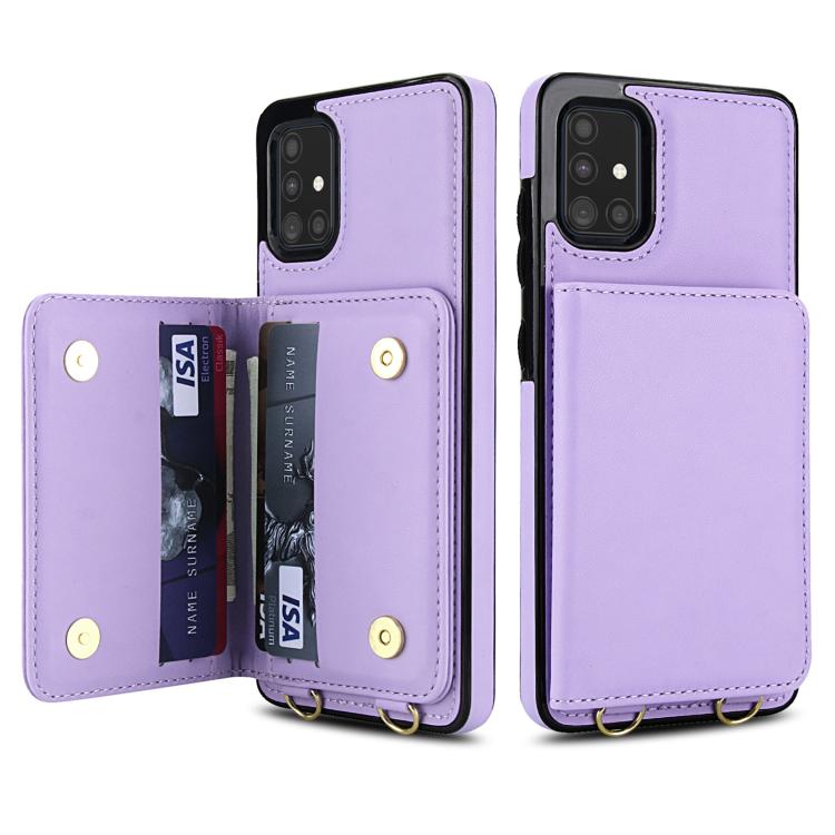 For Samsung Galaxy A51 4G Crossbody Dual-buckle Wallet RFID Back Leather Phone Case