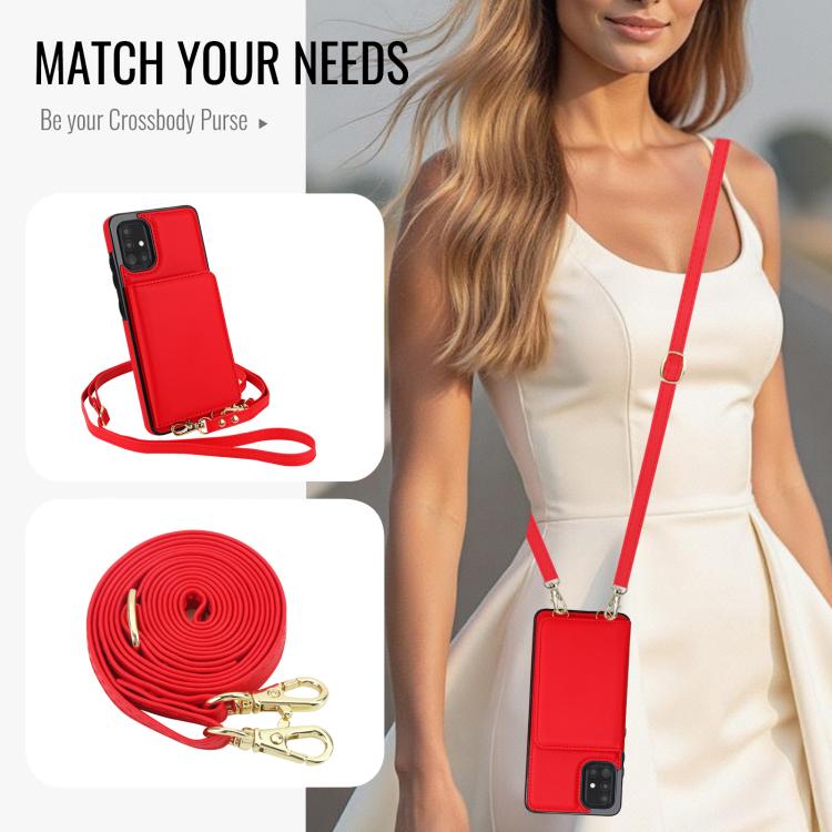 For Samsung Galaxy A71 4G Crossbody Dual-buckle Wallet RFID Back Leather Phone Case
