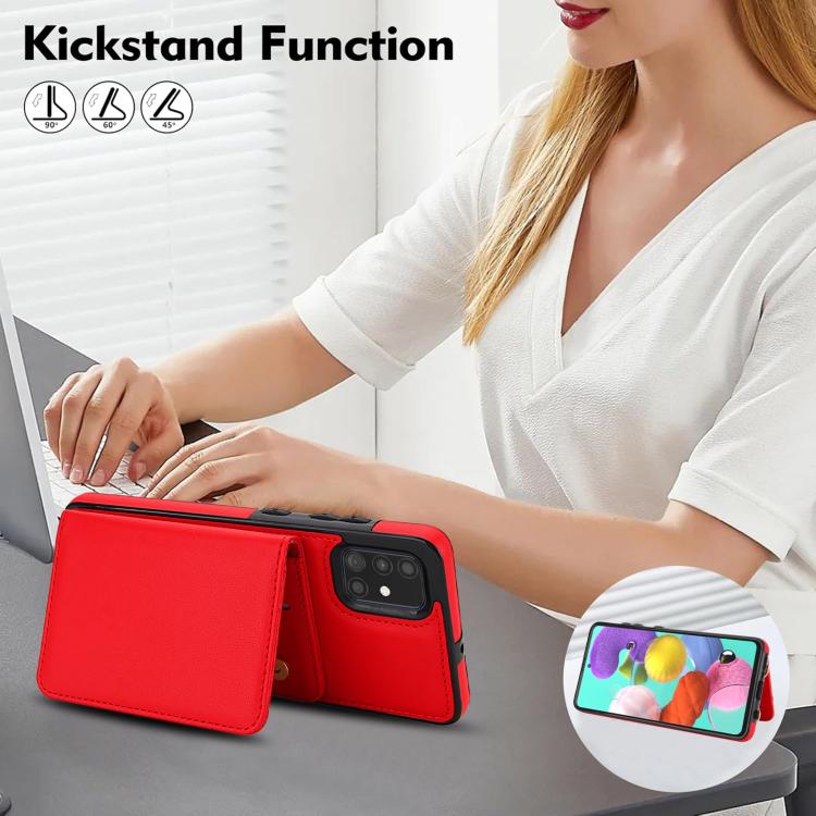 For Samsung Galaxy A71 4G Crossbody Dual-buckle Wallet RFID Back Leather Phone Case
