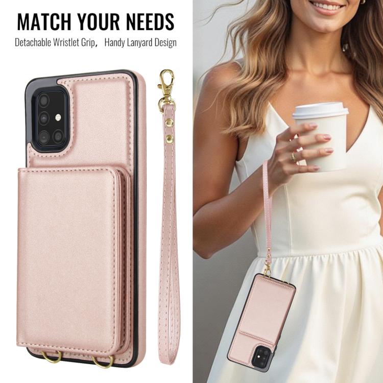 For Samsung Galaxy A71 4G Crossbody Dual-buckle Wallet RFID Back Leather Phone Case