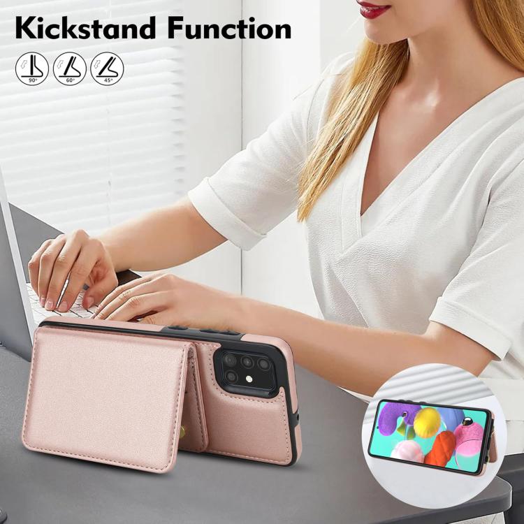 For Samsung Galaxy A71 4G Crossbody Dual-buckle Wallet RFID Back Leather Phone Case