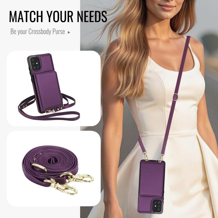 For Samsung Galaxy A71 4G Crossbody Dual-buckle Wallet RFID Back Leather Phone Case
