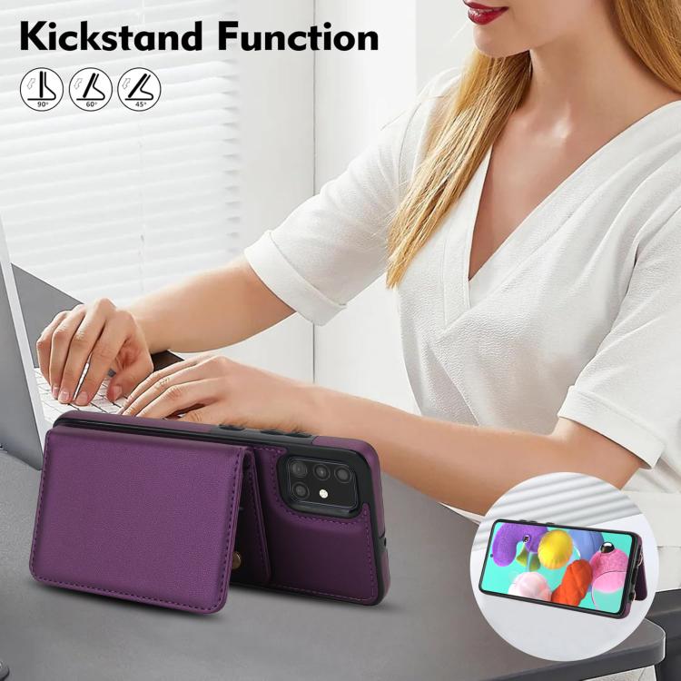For Samsung Galaxy A71 4G Crossbody Dual-buckle Wallet RFID Back Leather Phone Case