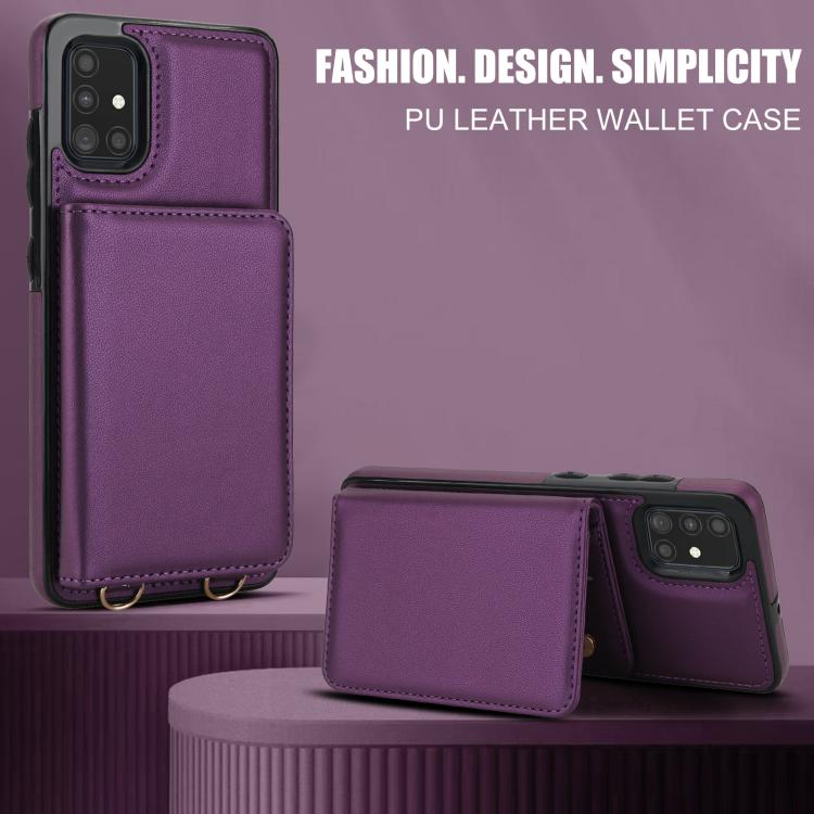 For Samsung Galaxy A71 4G Crossbody Dual-buckle Wallet RFID Back Leather Phone Case