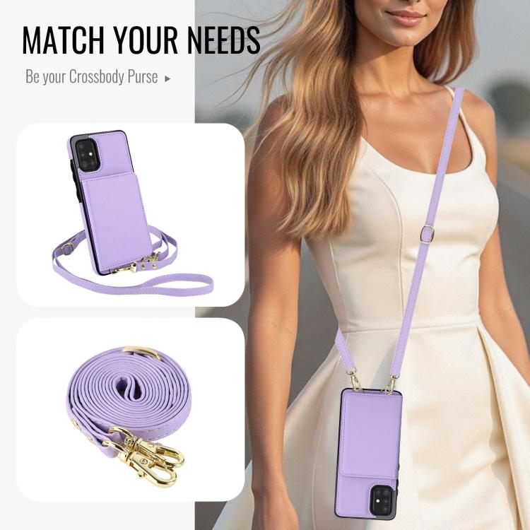 For Samsung Galaxy A71 4G Crossbody Dual-buckle Wallet RFID Back Leather Phone Case