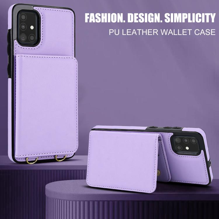 For Samsung Galaxy A71 4G Crossbody Dual-buckle Wallet RFID Back Leather Phone Case