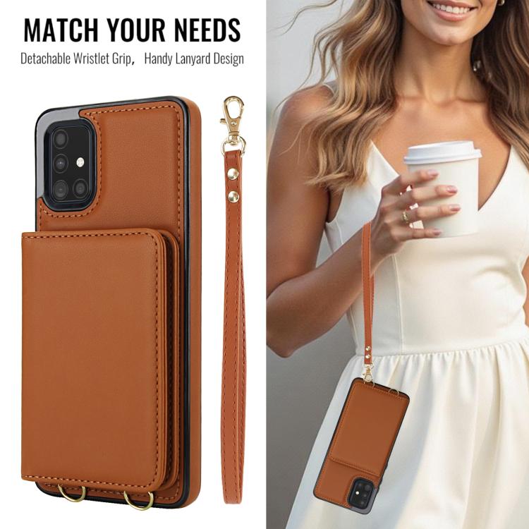 For Samsung Galaxy A71 4G Crossbody Dual-buckle Wallet RFID Back Leather Phone Case