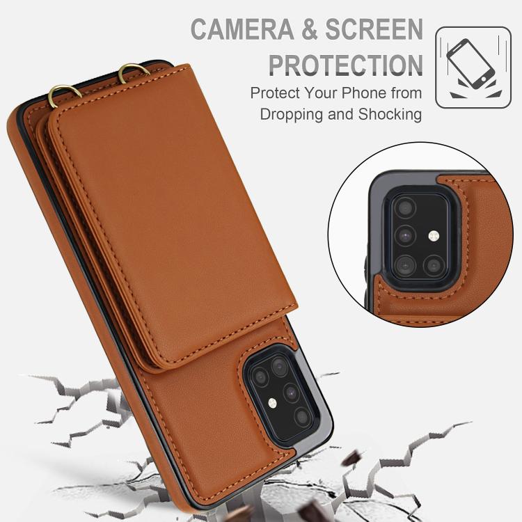 For Samsung Galaxy A71 4G Crossbody Dual-buckle Wallet RFID Back Leather Phone Case