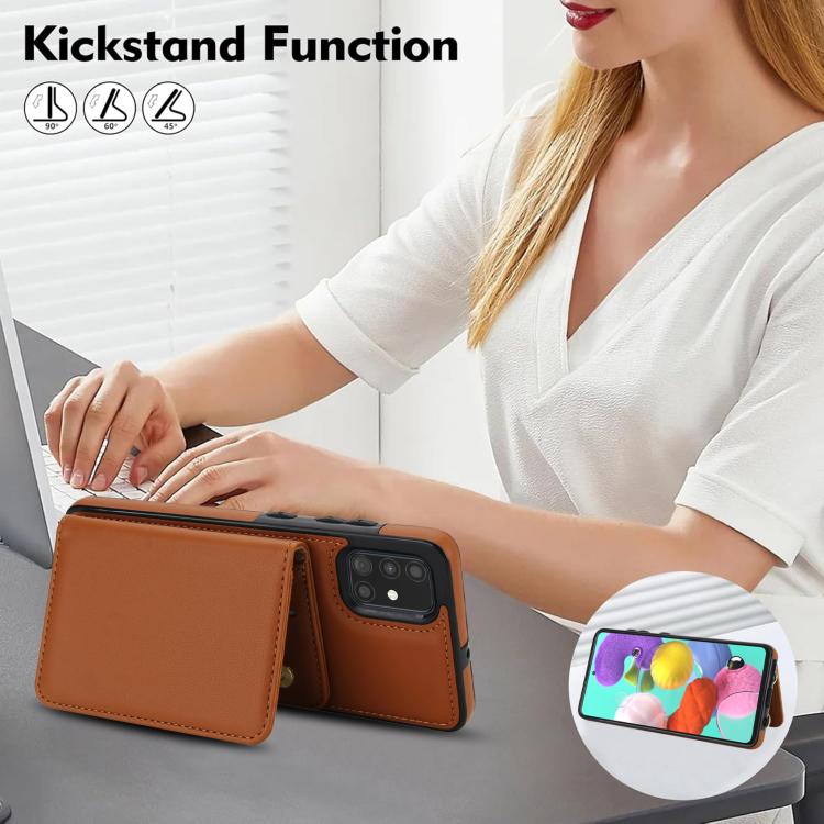 For Samsung Galaxy A71 4G Crossbody Dual-buckle Wallet RFID Back Leather Phone Case