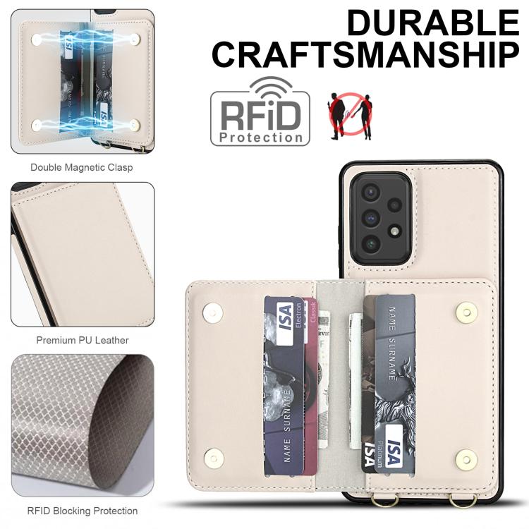 For Samsung Galaxy A52 5G / 4G Crossbody Dual-buckle Wallet RFID Back Leather Phone Case