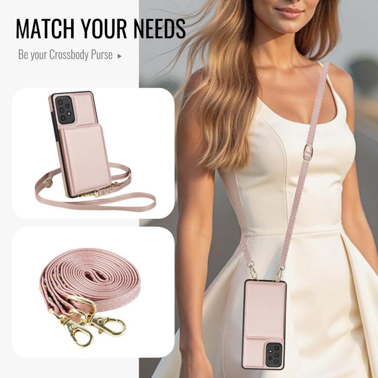 For Samsung Galaxy A52 5G / 4G Crossbody Dual-buckle Wallet RFID Back Leather Phone Case
