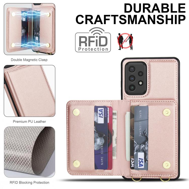 For Samsung Galaxy A52 5G / 4G Crossbody Dual-buckle Wallet RFID Back Leather Phone Case