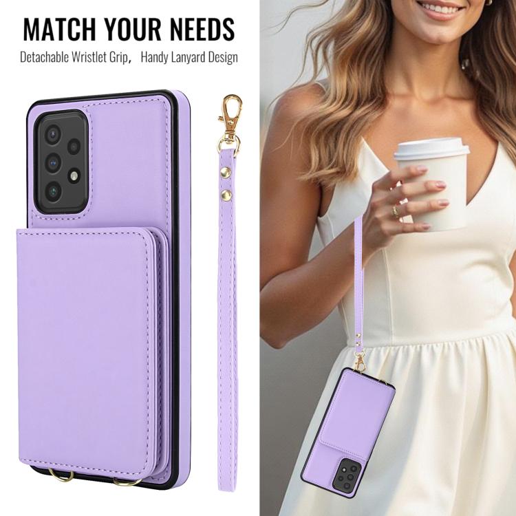 For Samsung Galaxy A52 5G / 4G Crossbody Dual-buckle Wallet RFID Back Leather Phone Case