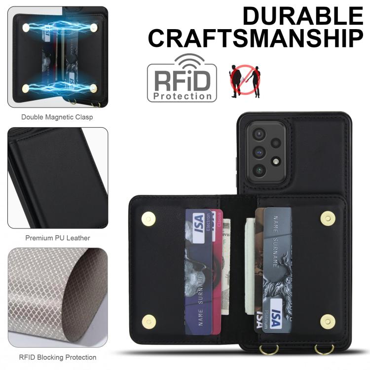 For Samsung Galaxy A53 5G / 4G Crossbody Dual-buckle Wallet RFID Back Leather Phone Case