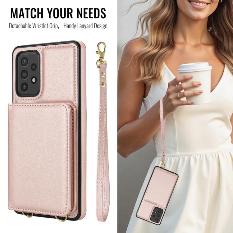 For Samsung Galaxy A53 5G / 4G Crossbody Dual-buckle Wallet RFID Back Leather Phone Case