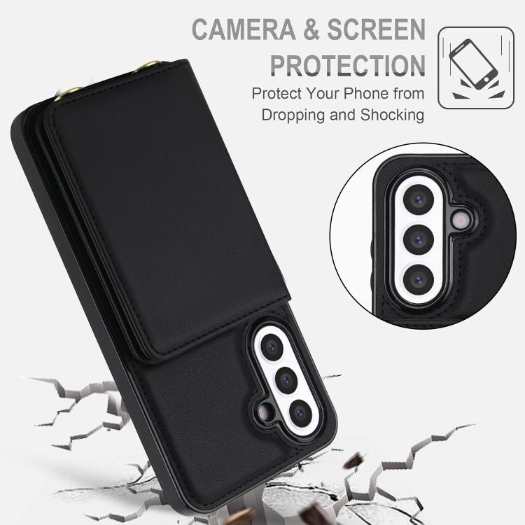 For Samsung Galaxy A56 5G Crossbody Dual-buckle Wallet RFID Back Leather Phone Case