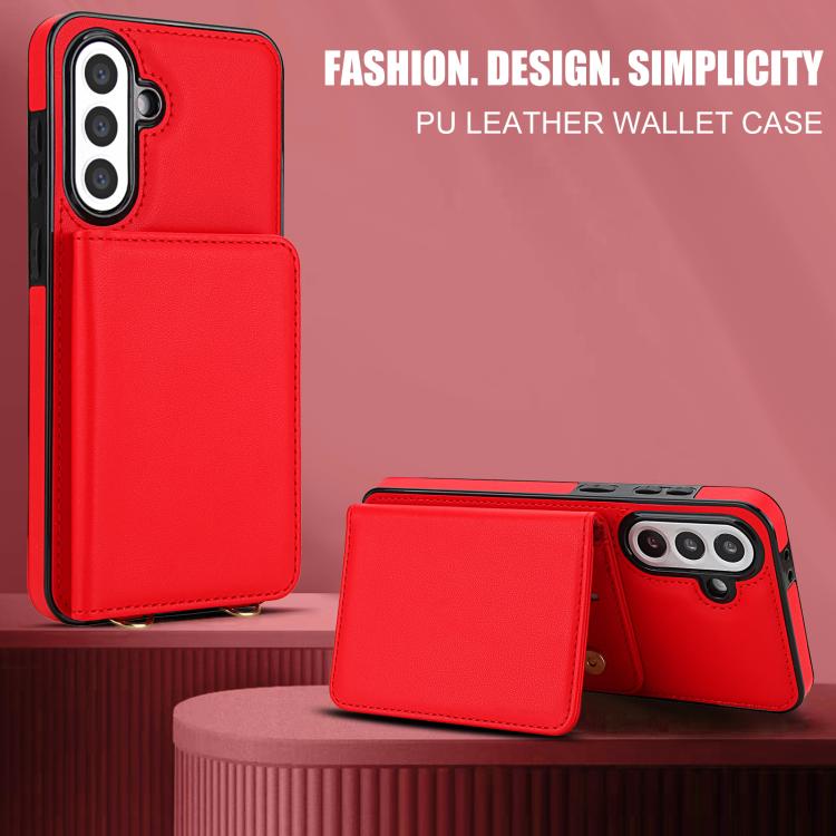 For Samsung Galaxy A56 5G Crossbody Dual-buckle Wallet RFID Back Leather Phone Case