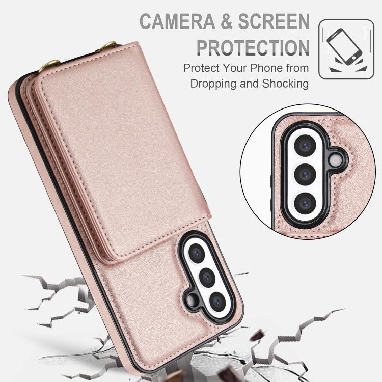 For Samsung Galaxy A56 5G Crossbody Dual-buckle Wallet RFID Back Leather Phone Case