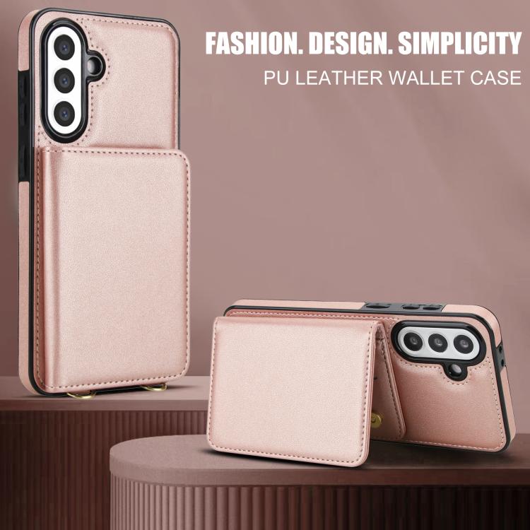 For Samsung Galaxy A56 5G Crossbody Dual-buckle Wallet RFID Back Leather Phone Case