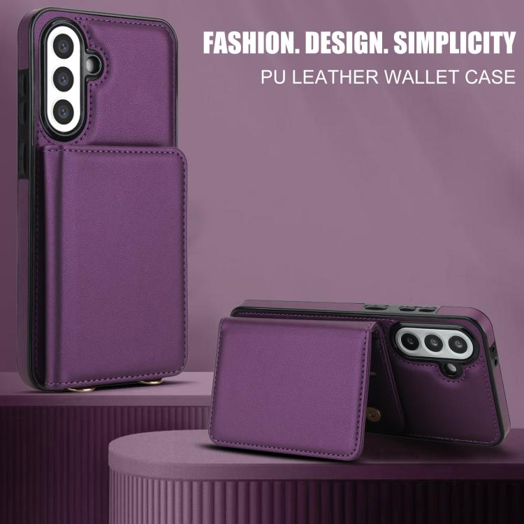 For Samsung Galaxy A56 5G Crossbody Dual-buckle Wallet RFID Back Leather Phone Case