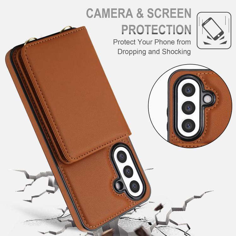 For Samsung Galaxy A56 5G Crossbody Dual-buckle Wallet RFID Back Leather Phone Case