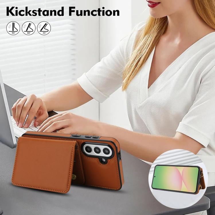 For Samsung Galaxy A56 5G Crossbody Dual-buckle Wallet RFID Back Leather Phone Case