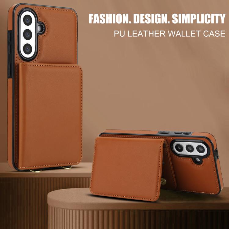 For Samsung Galaxy A56 5G Crossbody Dual-buckle Wallet RFID Back Leather Phone Case