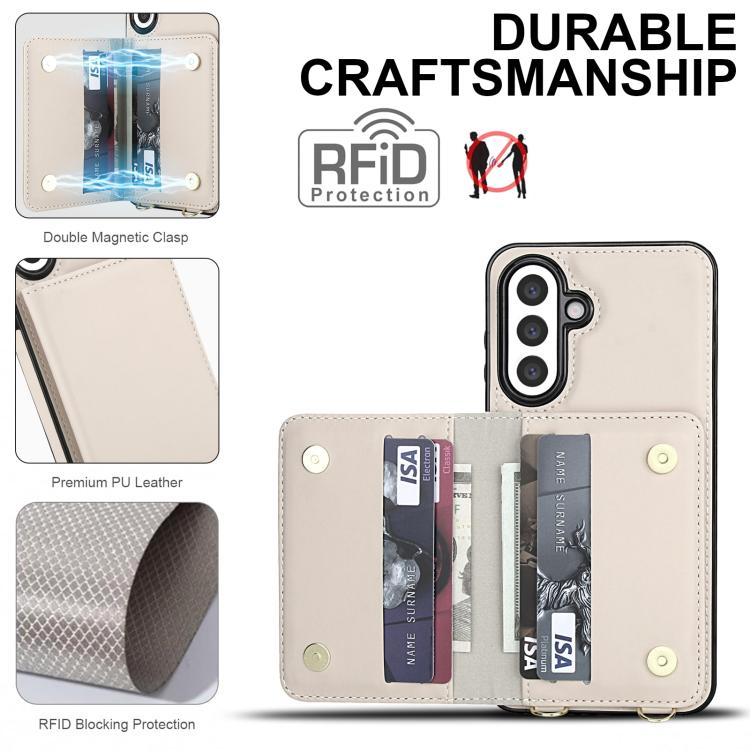 For Samsung Galaxy A36 5G Crossbody Dual-buckle Wallet RFID Back Leather Phone Case