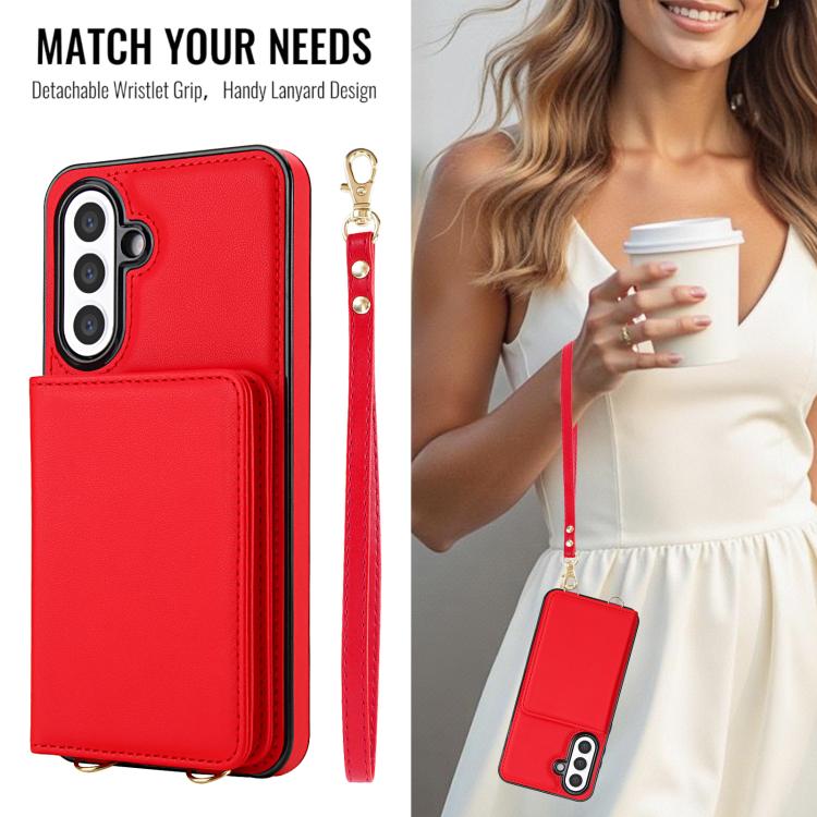 For Samsung Galaxy A36 5G Crossbody Dual-buckle Wallet RFID Back Leather Phone Case