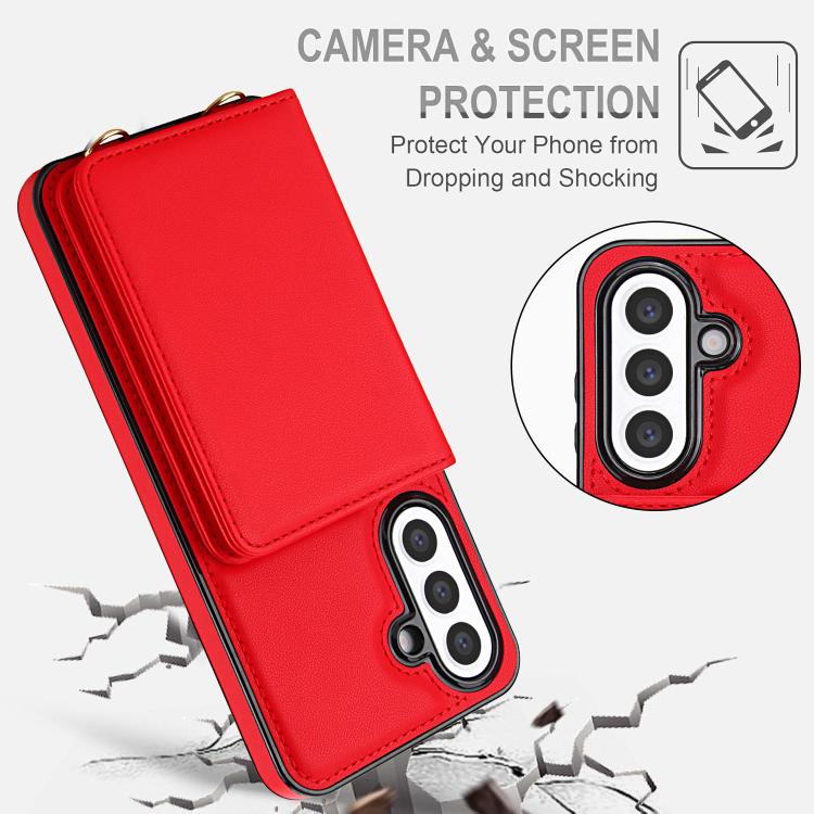 For Samsung Galaxy A36 5G Crossbody Dual-buckle Wallet RFID Back Leather Phone Case