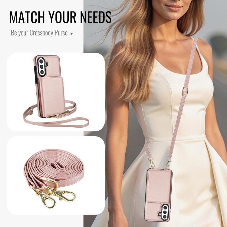 For Samsung Galaxy A36 5G Crossbody Dual-buckle Wallet RFID Back Leather Phone Case