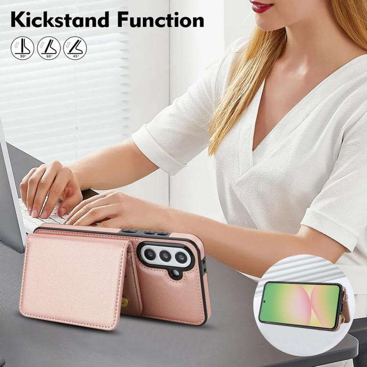 For Samsung Galaxy A36 5G Crossbody Dual-buckle Wallet RFID Back Leather Phone Case
